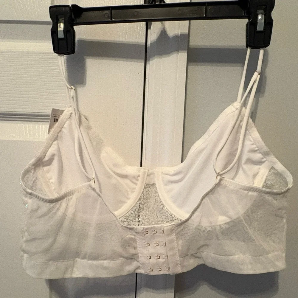 Anthropologie Sequin Lace Bralette - White L